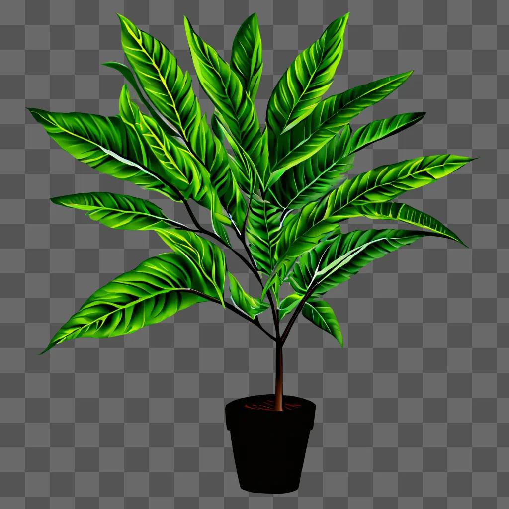 A realistic plant drawing on a green background