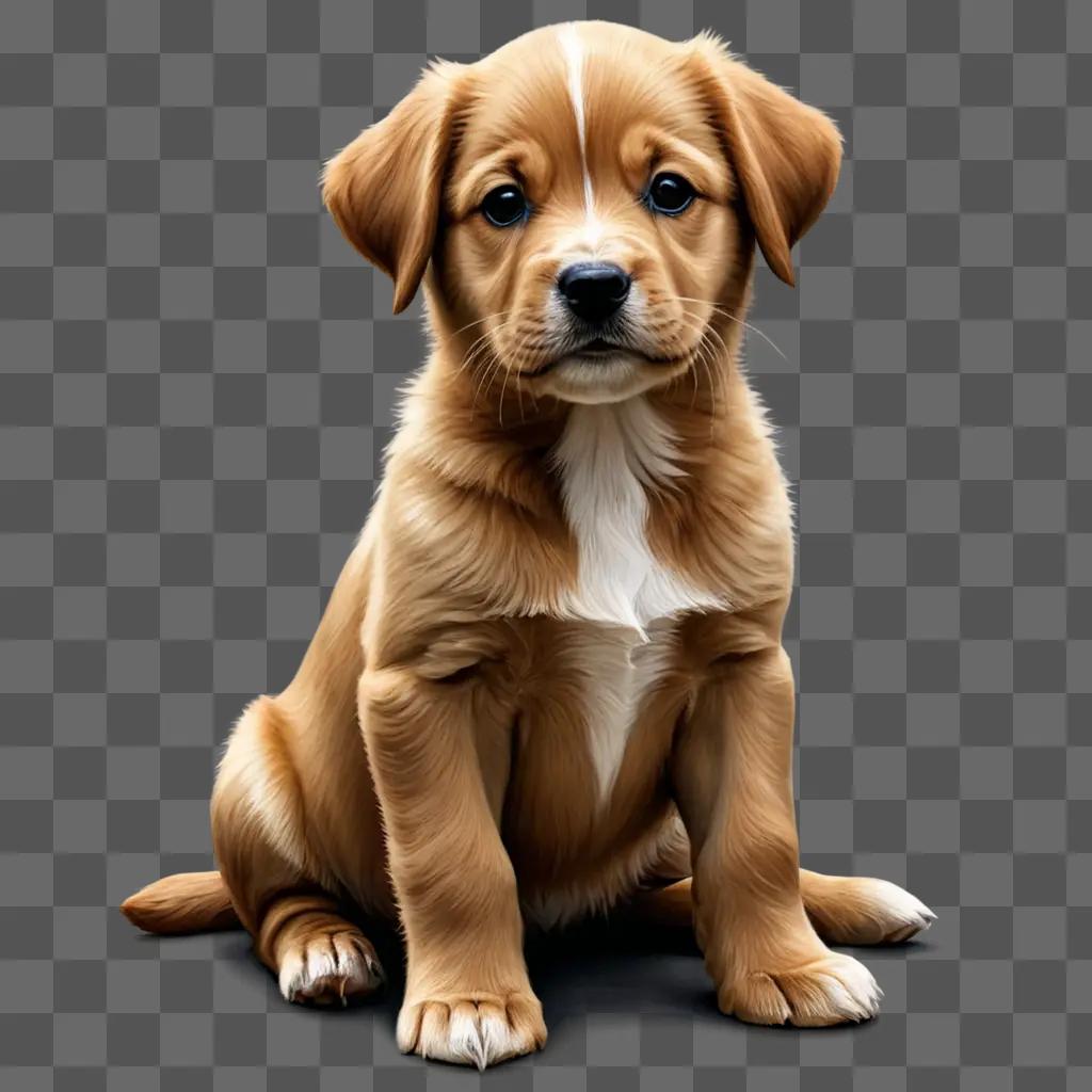 A realistic puppy drawing of a brown puppy