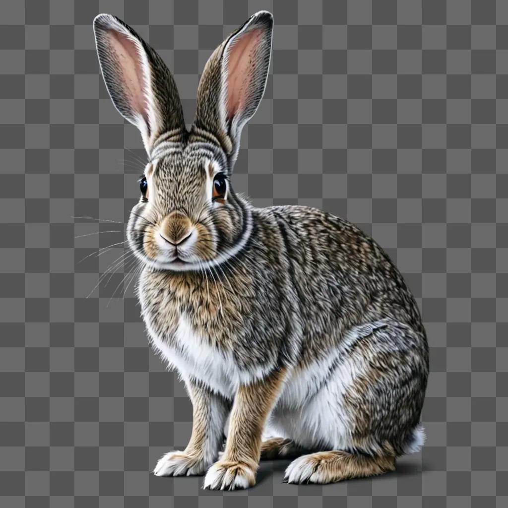 A realistic rabbit drawing against a gray background