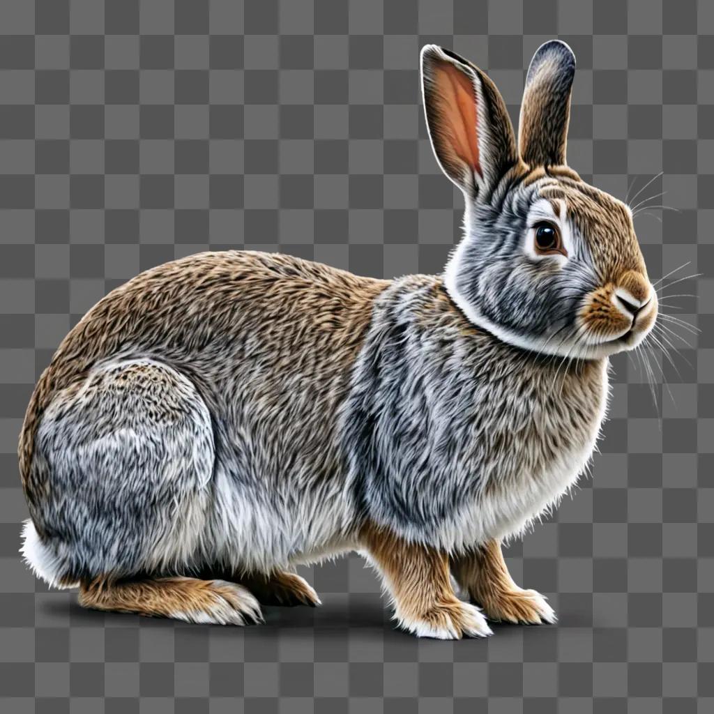 A realistic rabbit drawing on a grey background