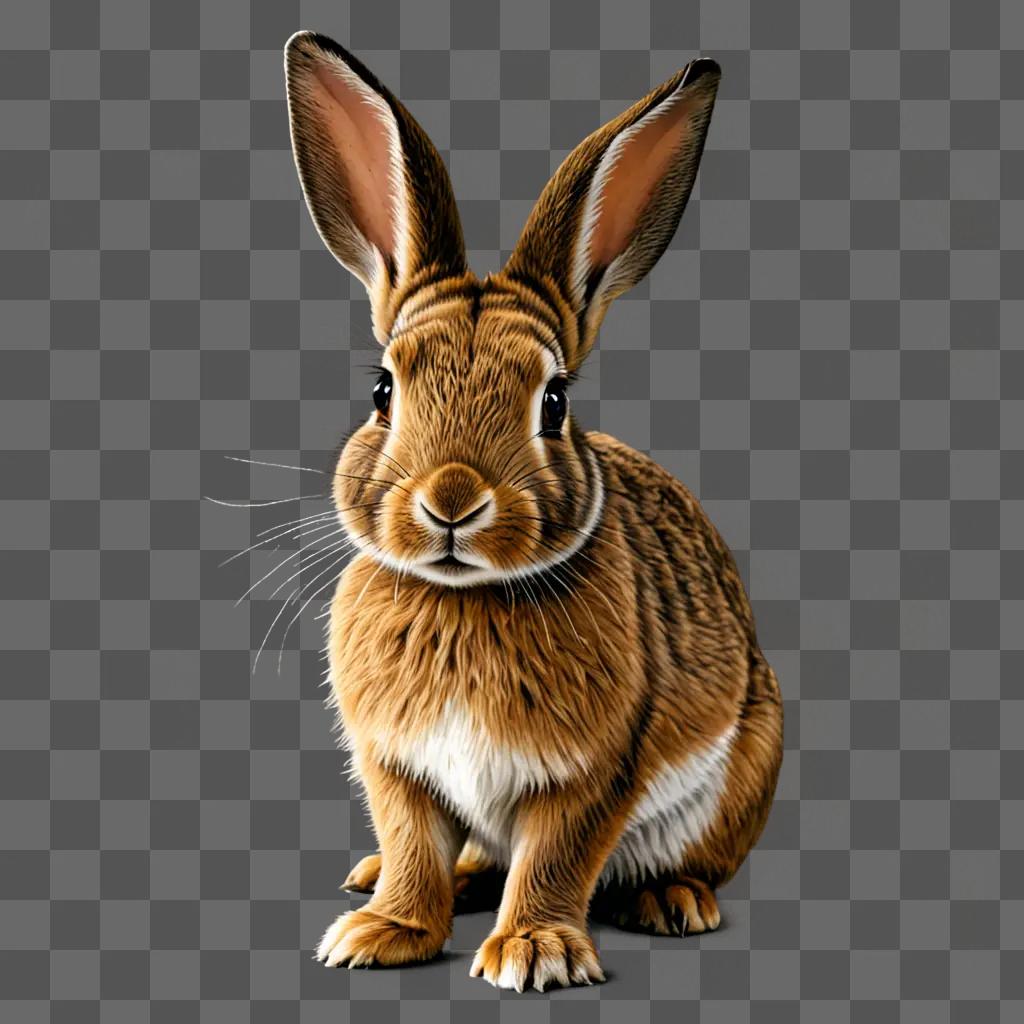 A realistic rabbit drawing with a brown and white color scheme