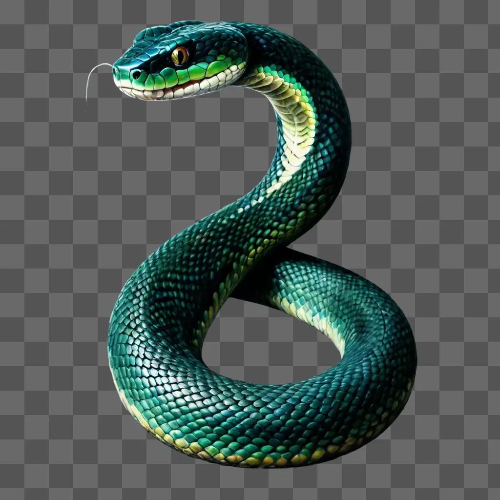 A realistic snake drawing of a green snake