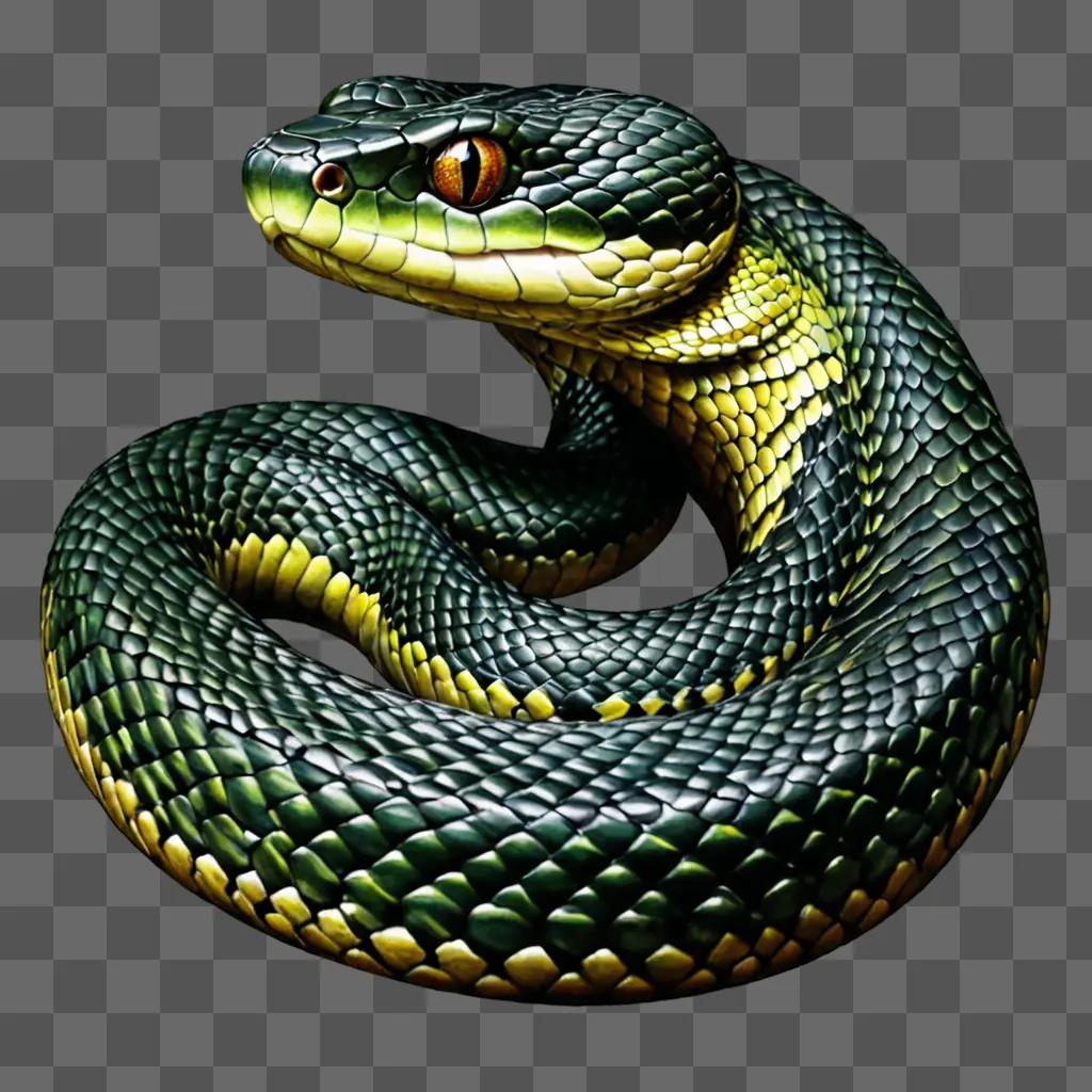 A realistic snake drawing on a dark background