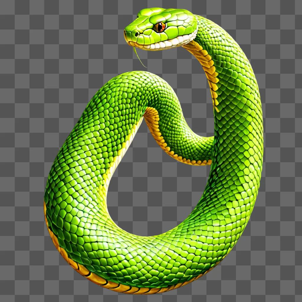 A realistic snake drawing on a green background