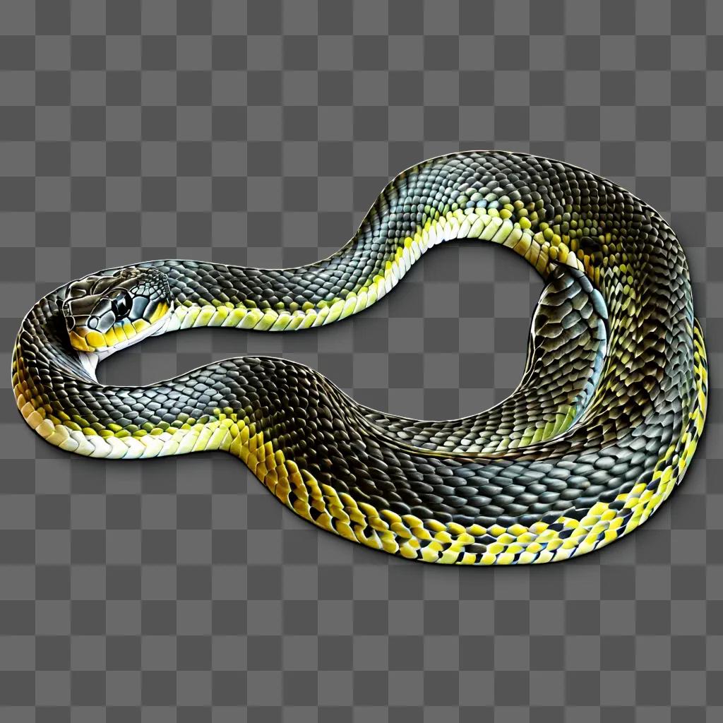 A realistic snake drawing on a grey background