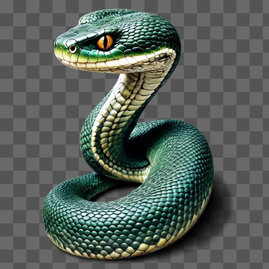 A realistic snake drawing with a blue background