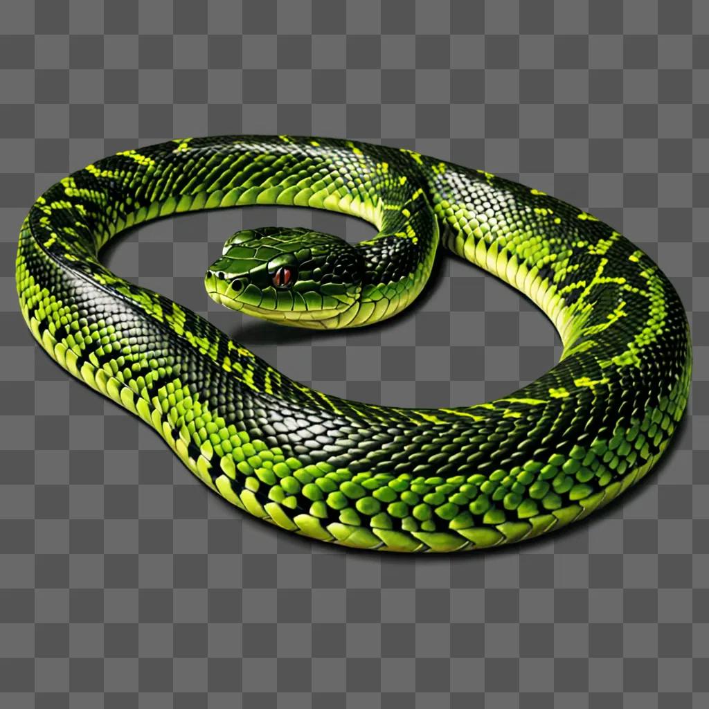 A realistic snake drawing with a green background