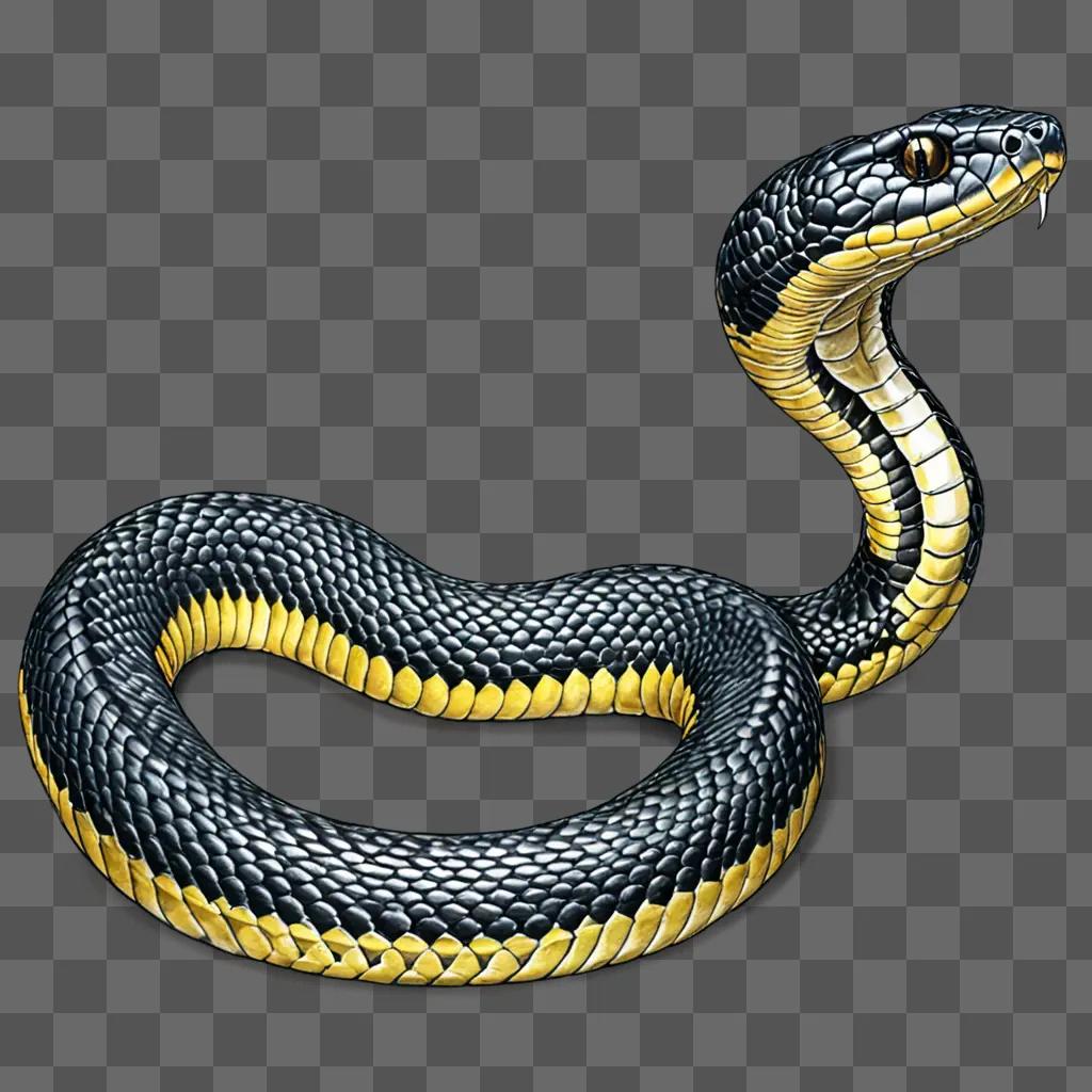 A realistic snake drawing with black and yellow scales