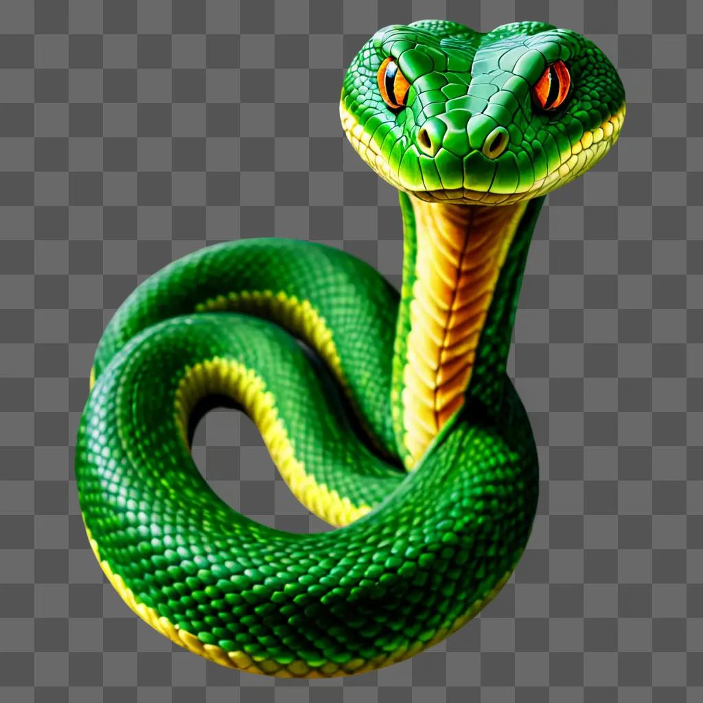 A realistic snake drawing with red eyes