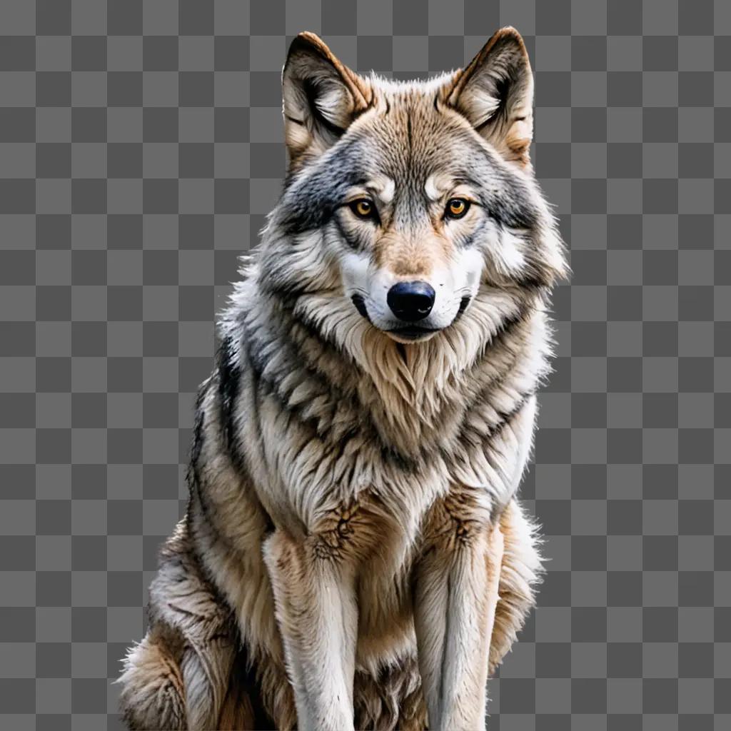 A realistic wolf drawing of a grey wolf