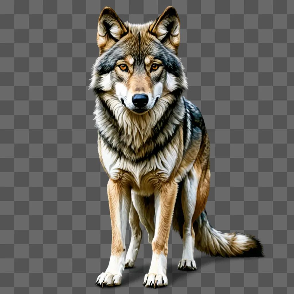 A realistic wolf drawing of a wolf