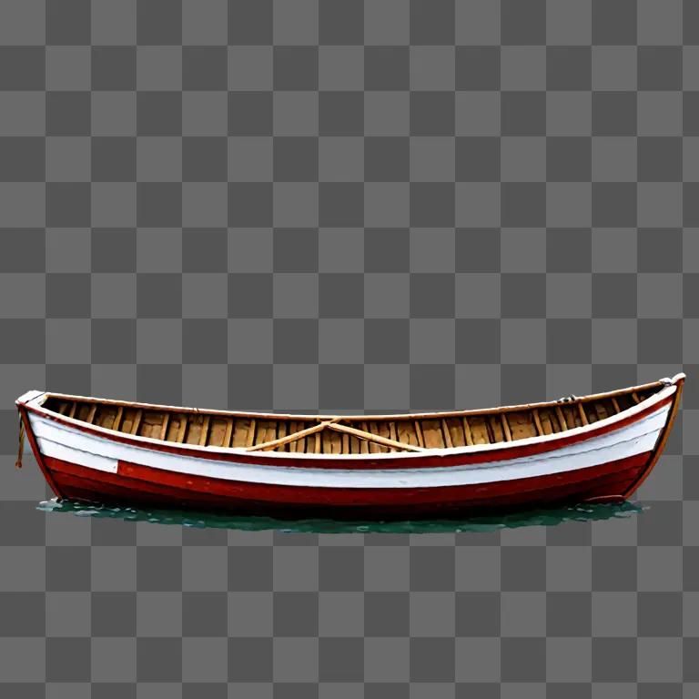 暗い背景に赤と白のボートが描かれている