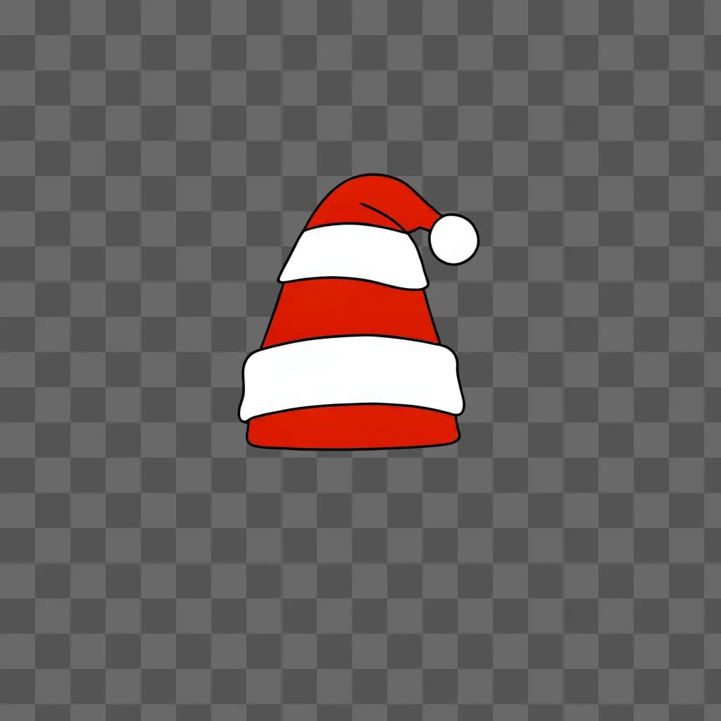 A red and white santa hat drawing for kids