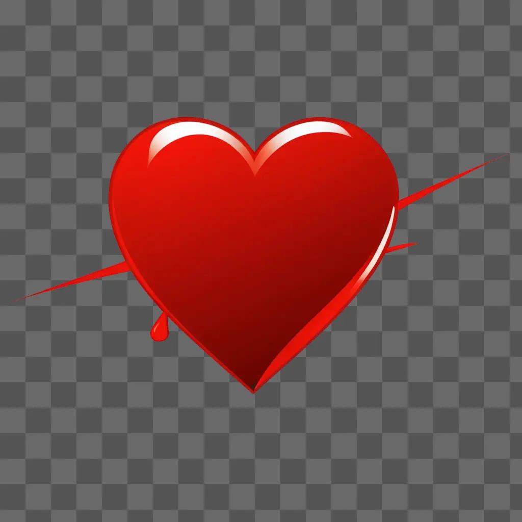 A red heart on a red background with a broken heart