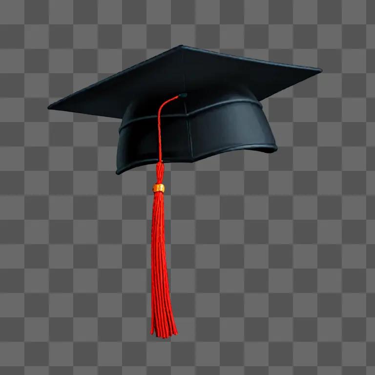 A red tassel on a graduation cap