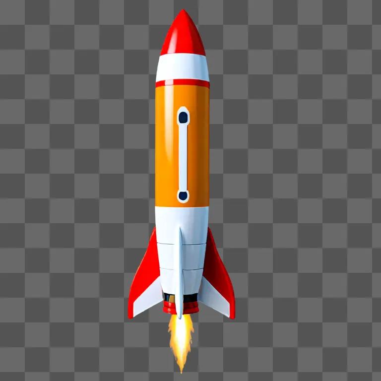 A rocket ship clipart flies through the air