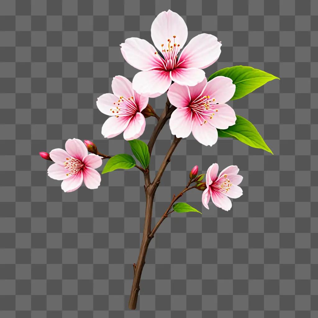 A sakura flower drawing on a beige background