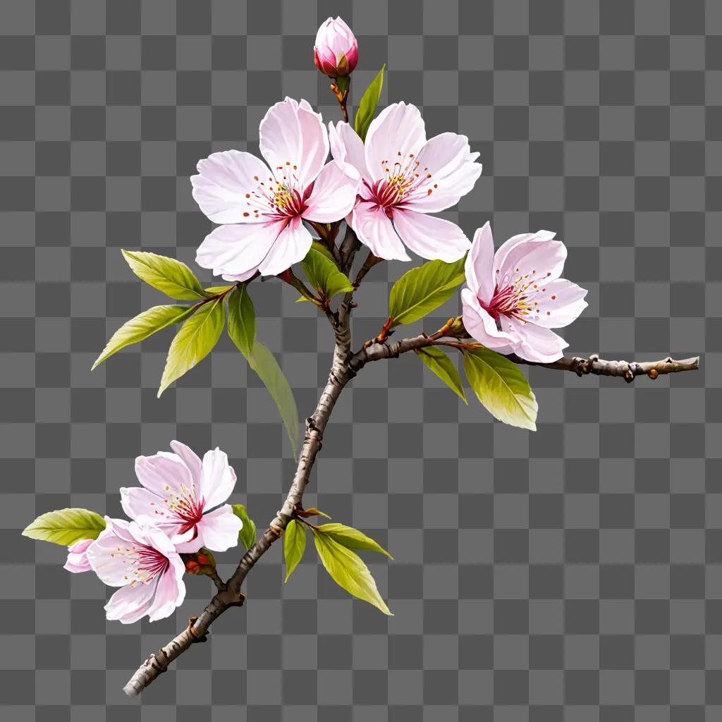 A sakura flower drawing on a beige background