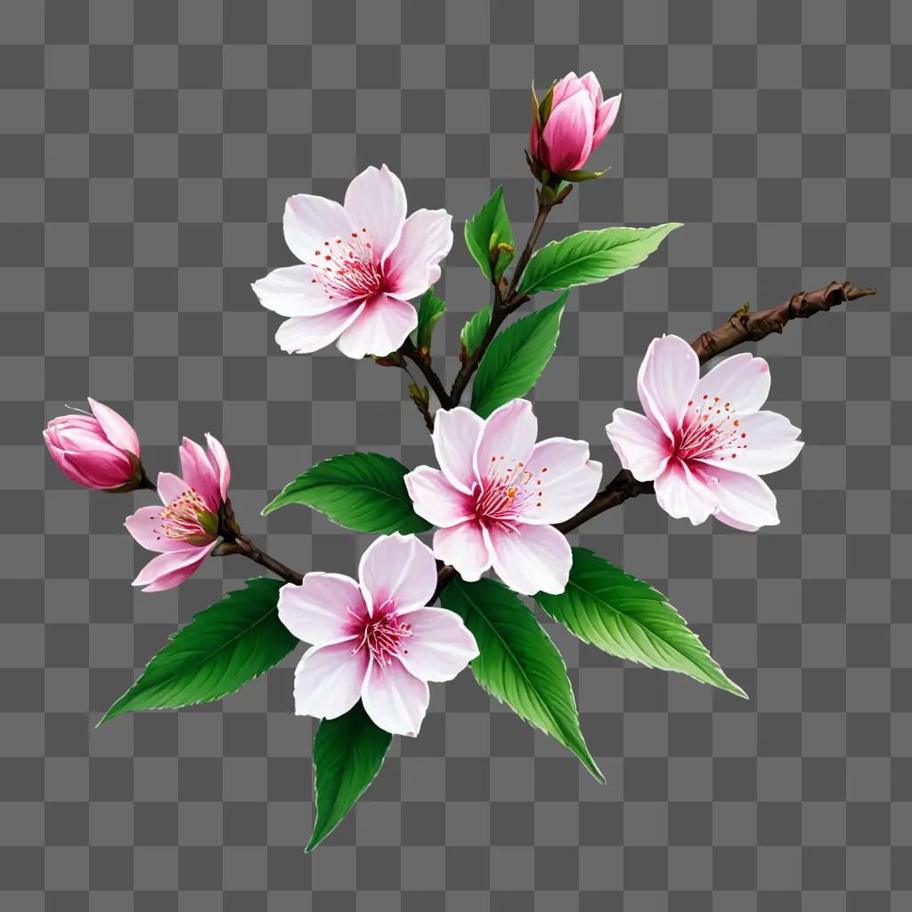 A sakura flower drawing on a green background