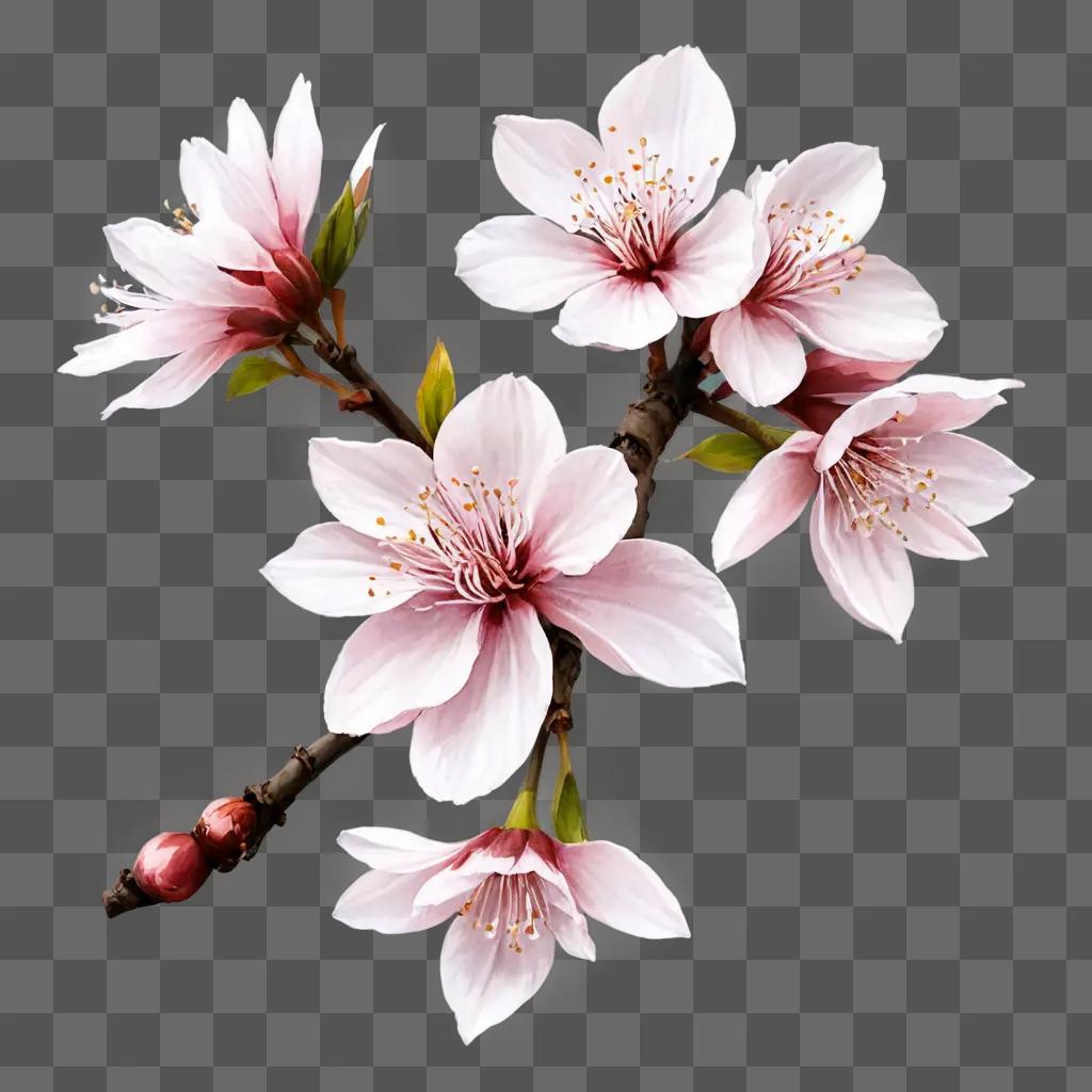 ピンク色に染まった桜の花の絵