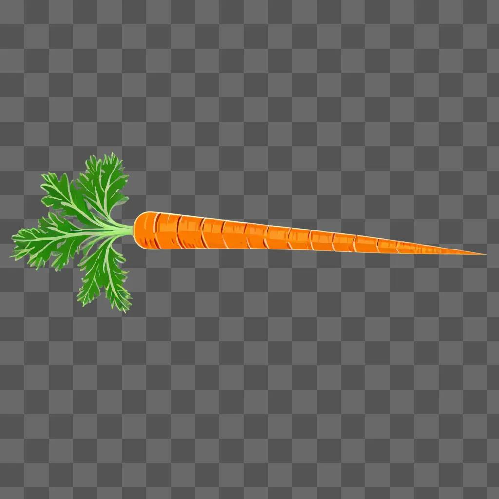 A side view of a carrot drawing on a green background