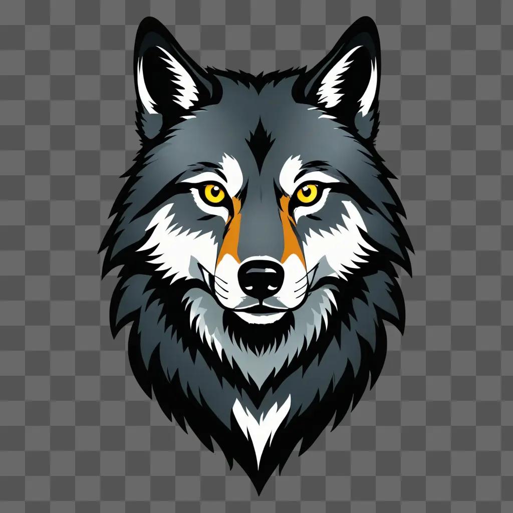 A side view of a wolf drawing on a dark background