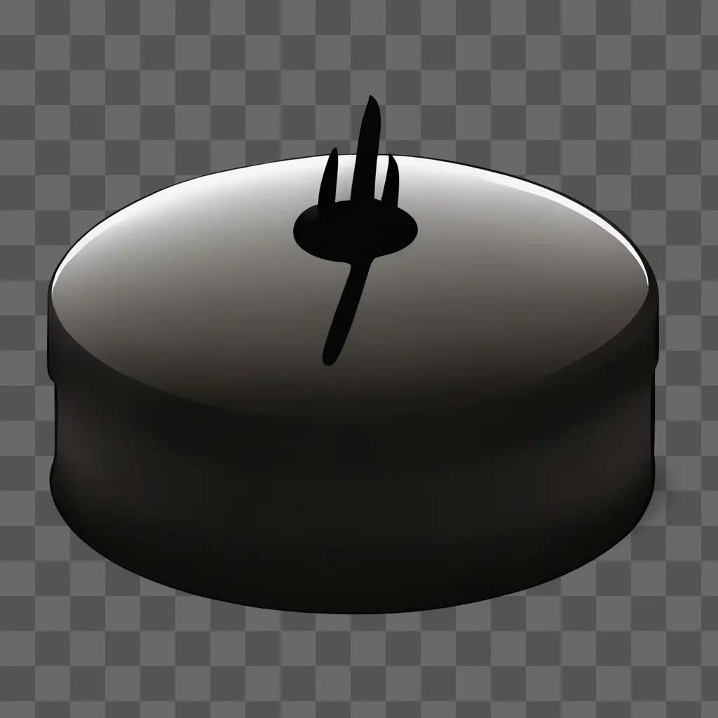 A silhouette of a cake with a fork