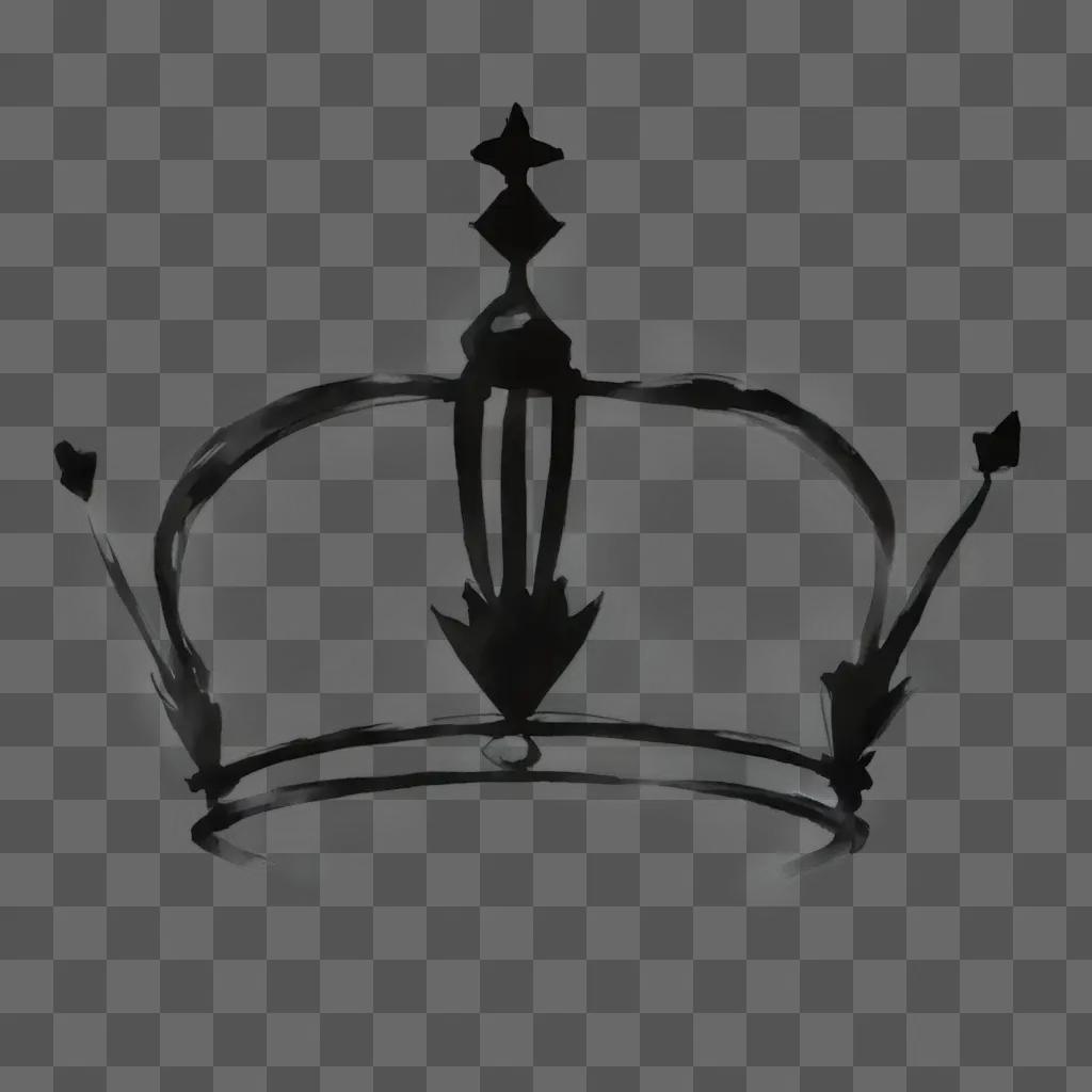 A simple black crown drawing on a dark background