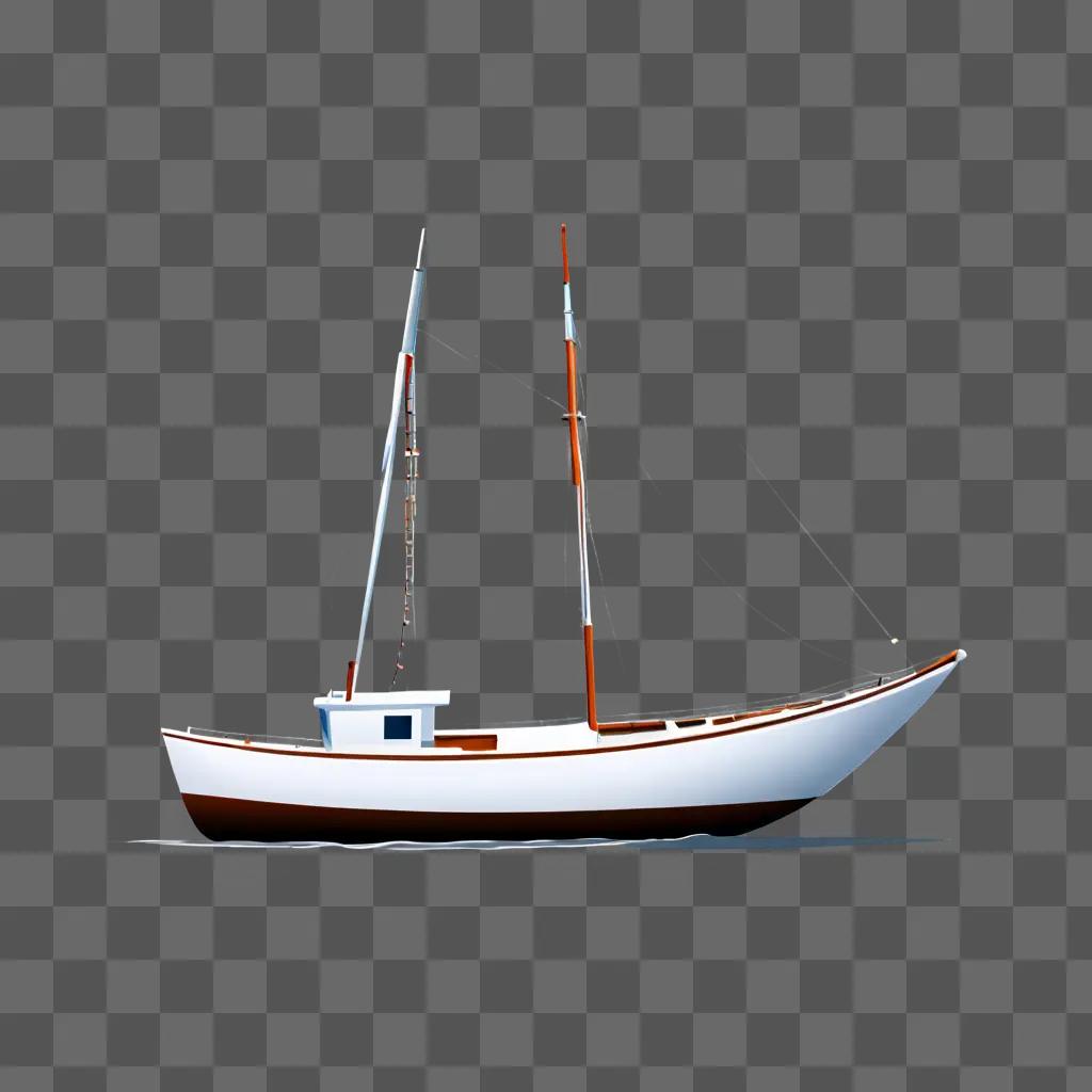 灰色の背景に描かれたシンプルなボート