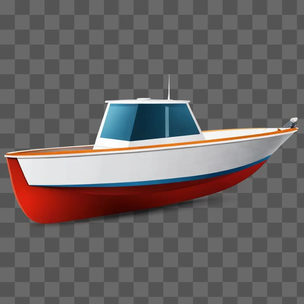 赤と白のボートで描かれたシンプルなボート