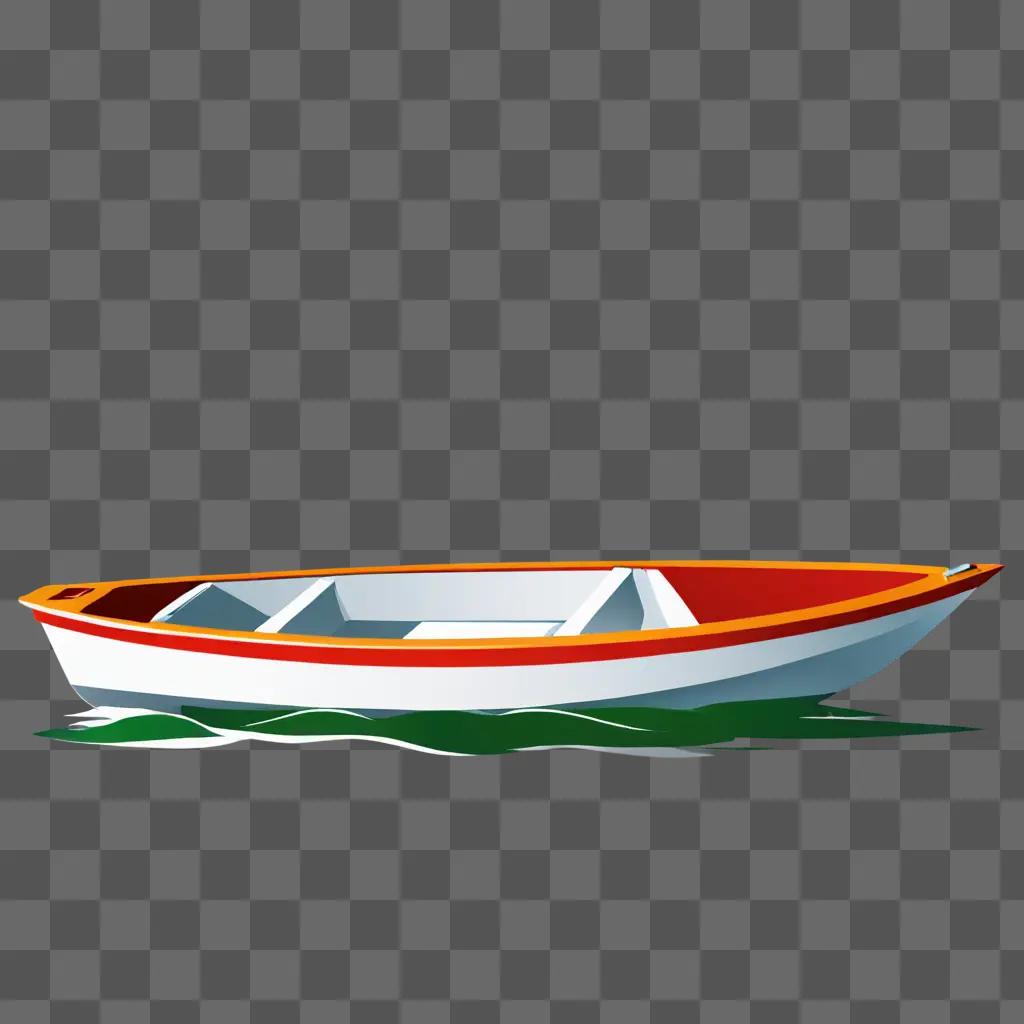 赤と白のデザインのシンプルな船の絵