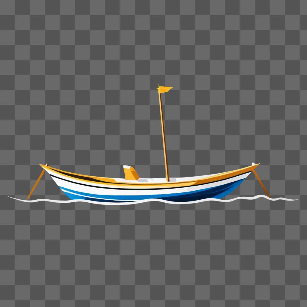 黄色い竿で描かれたシンプルなボートの絵