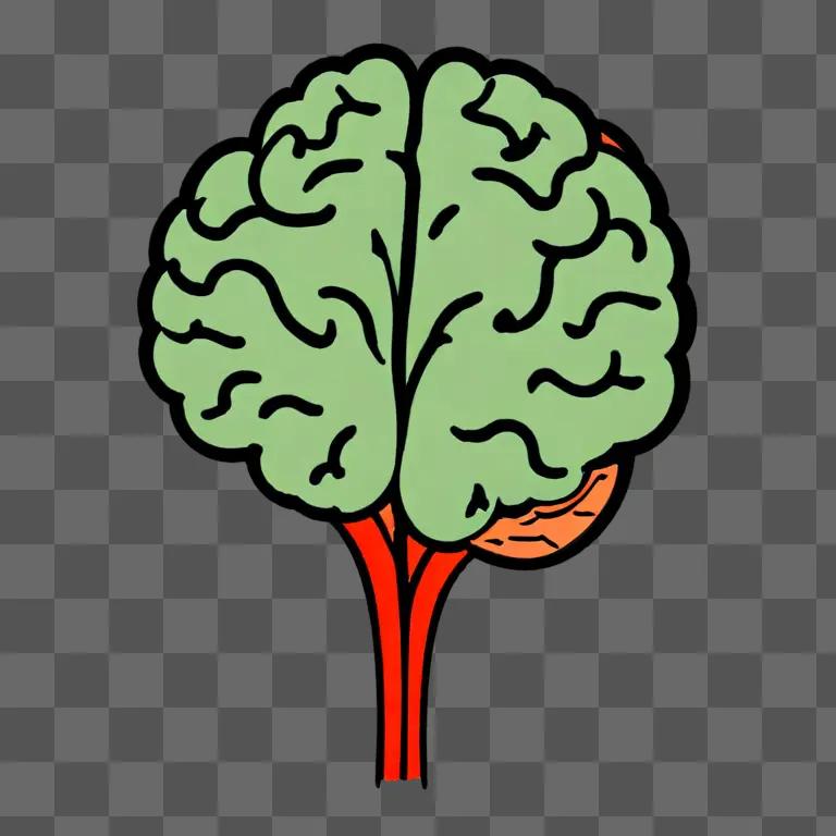 A simple brain drawing with a tree trunk