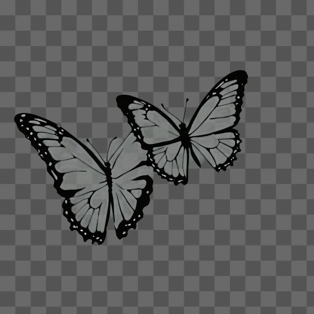 A simple butterfly drawing on a black background