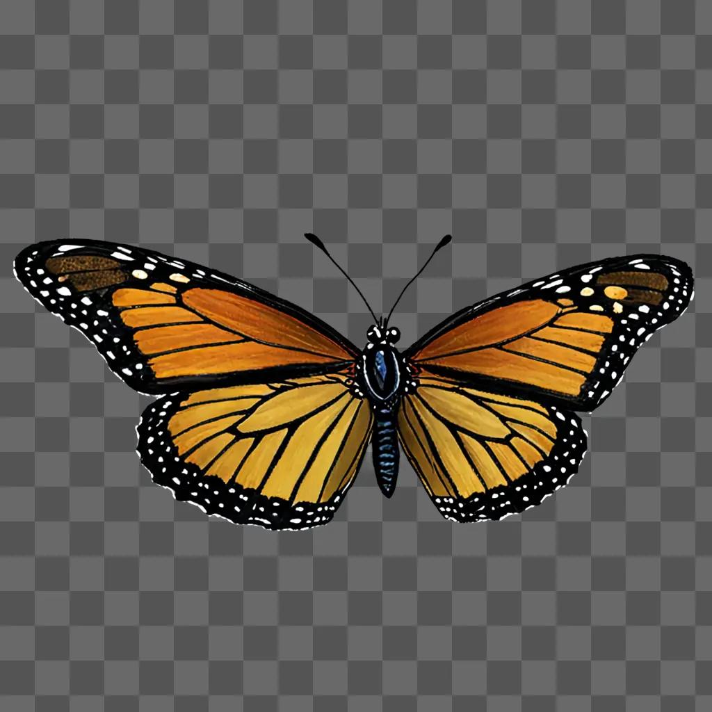 A simple butterfly drawing on a brown background