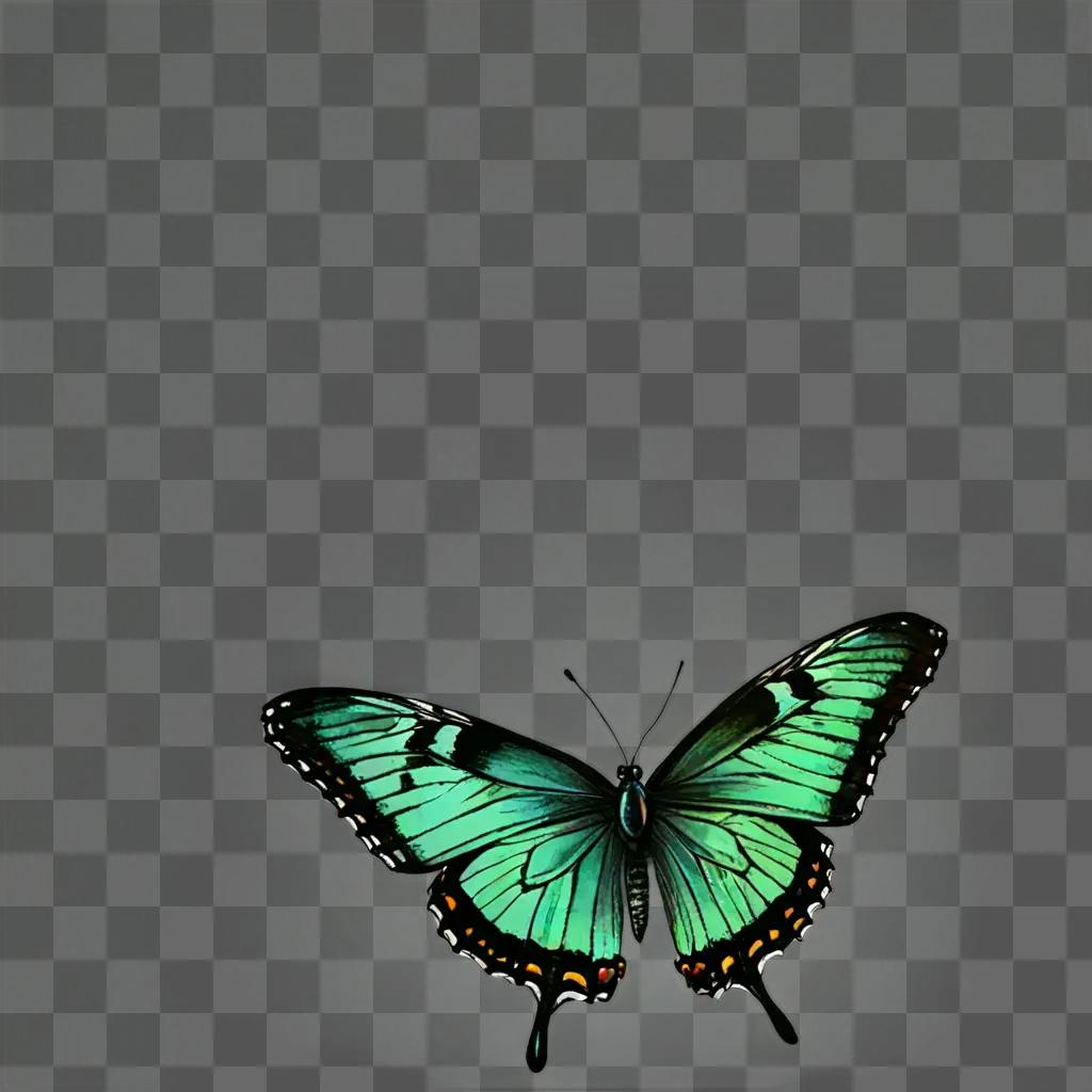 A simple butterfly drawing with green wings