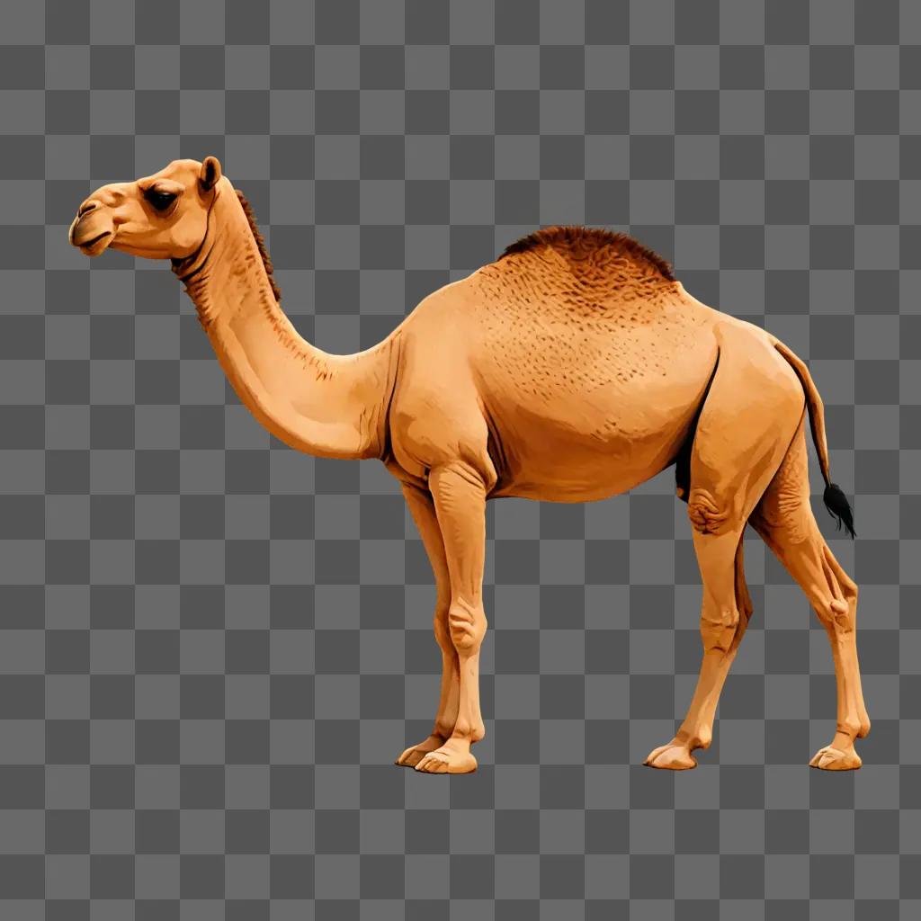 A simple camel drawing in a brown background