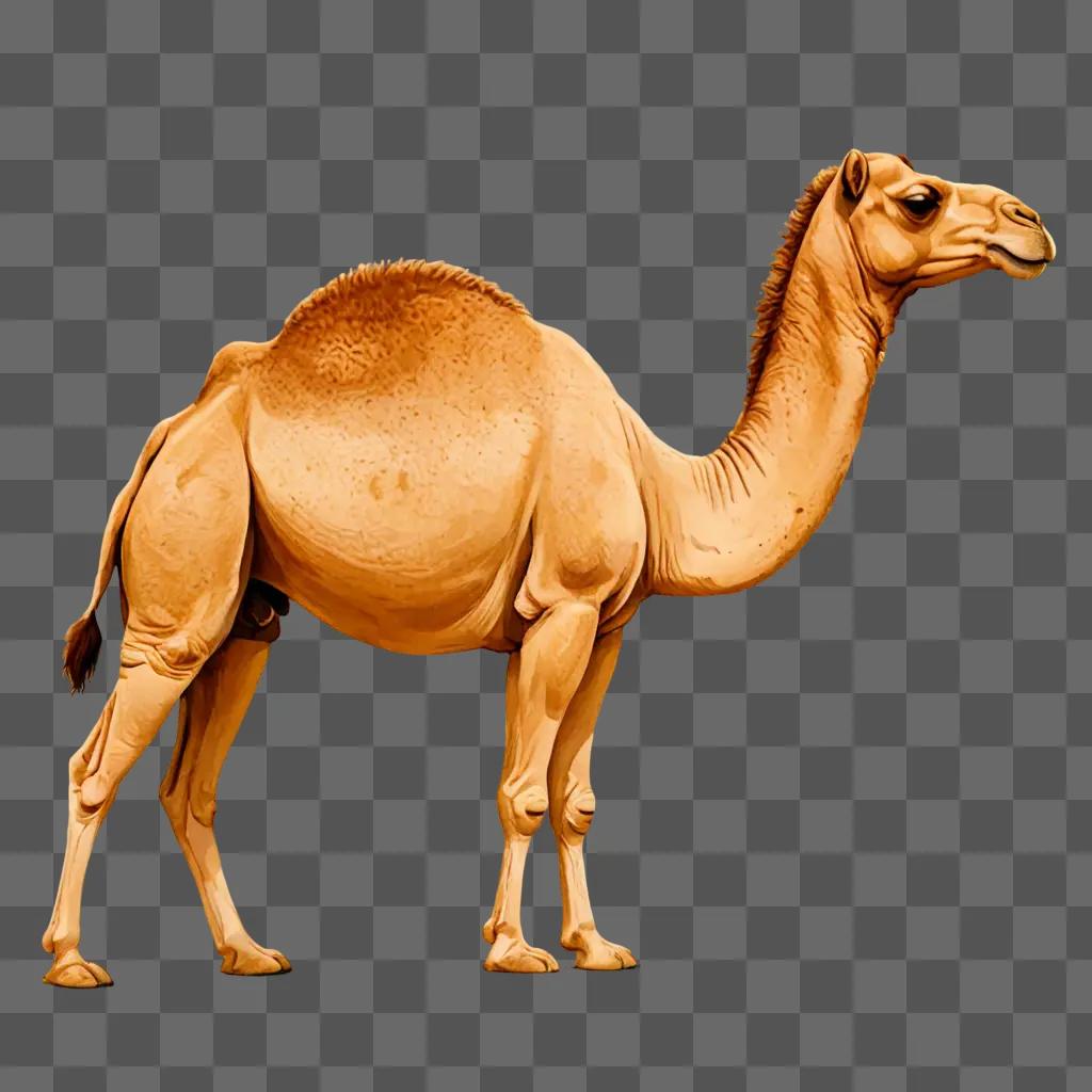 A simple camel drawing on a beige background