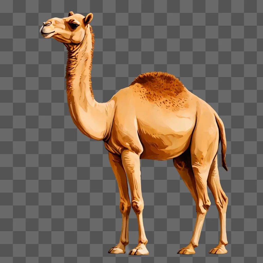 A simple camel drawing on a beige background