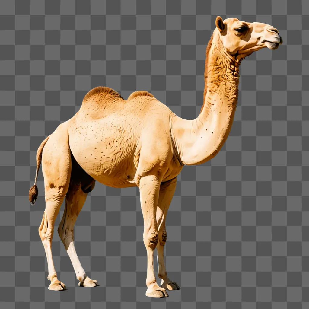 A simple camel drawing on a beige background