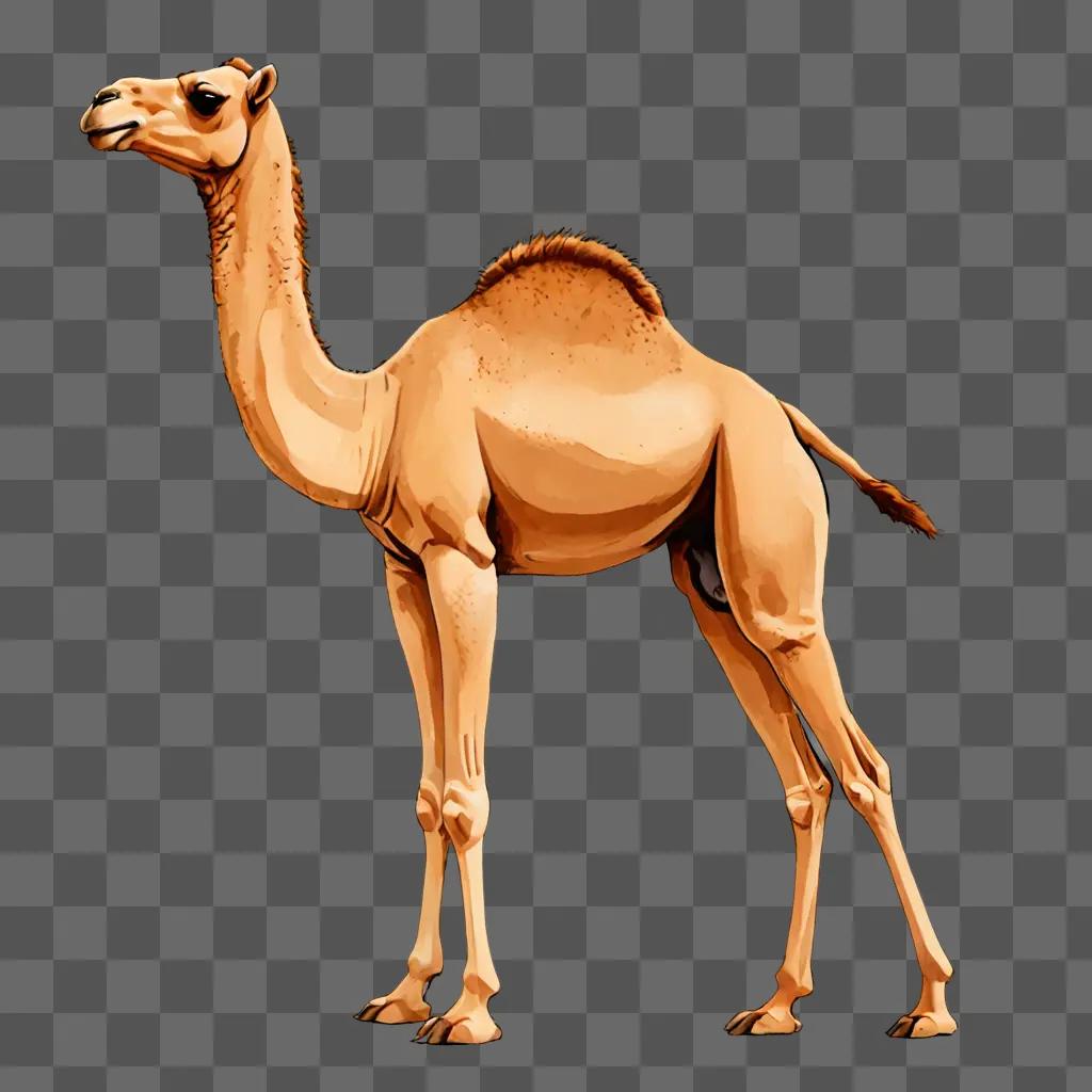 A simple camel drawing on a brown background