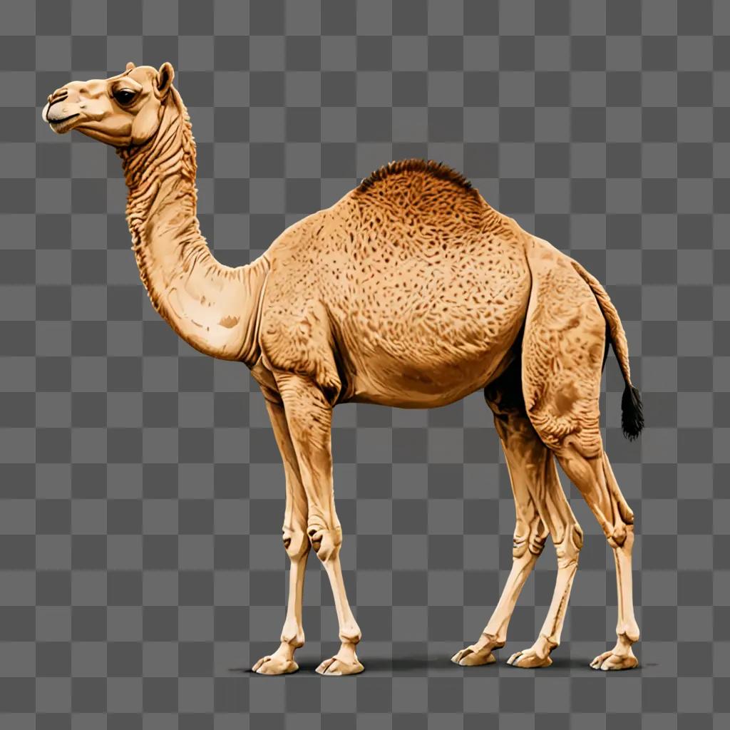 A simple camel drawing on a brown background