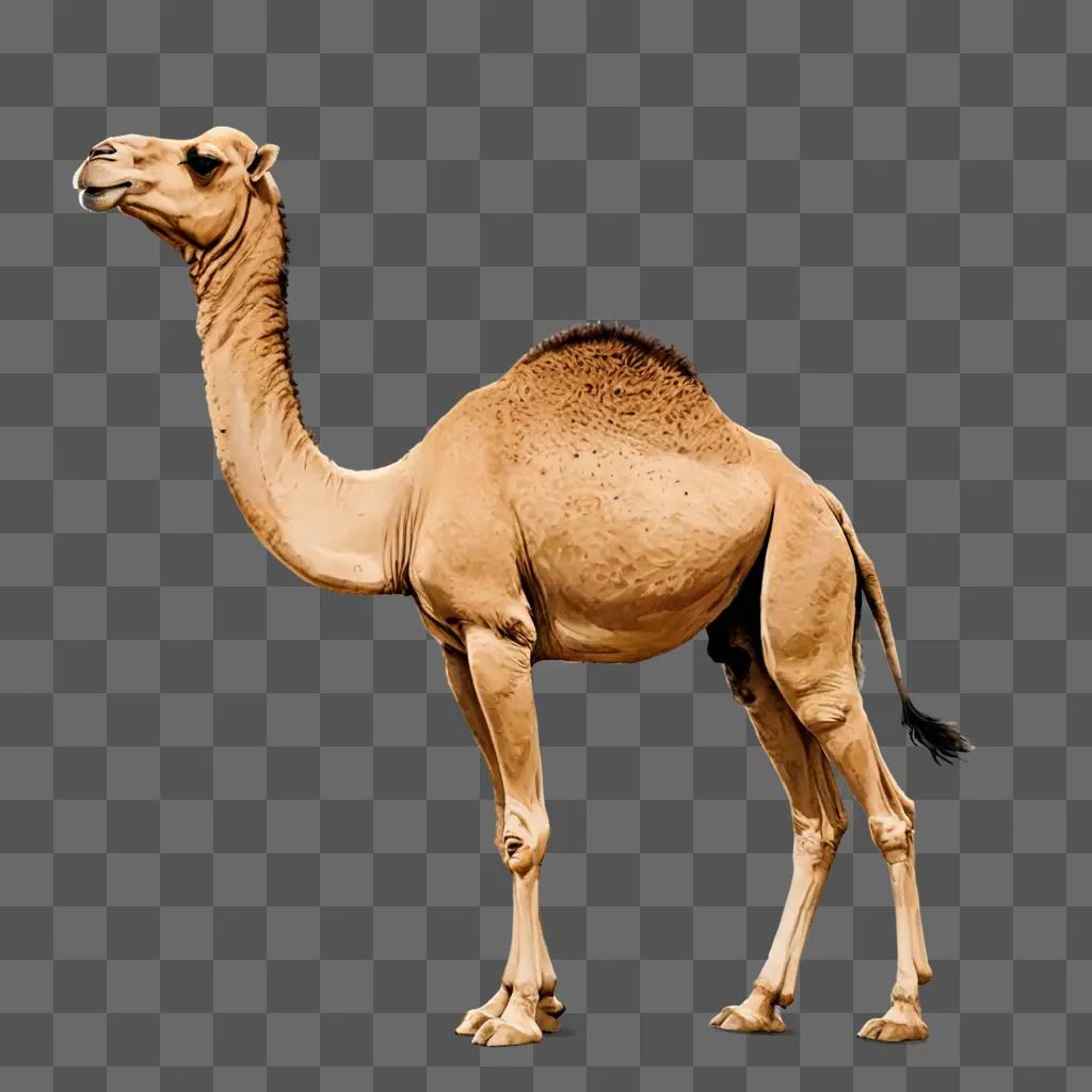 A simple camel drawing on a brown background