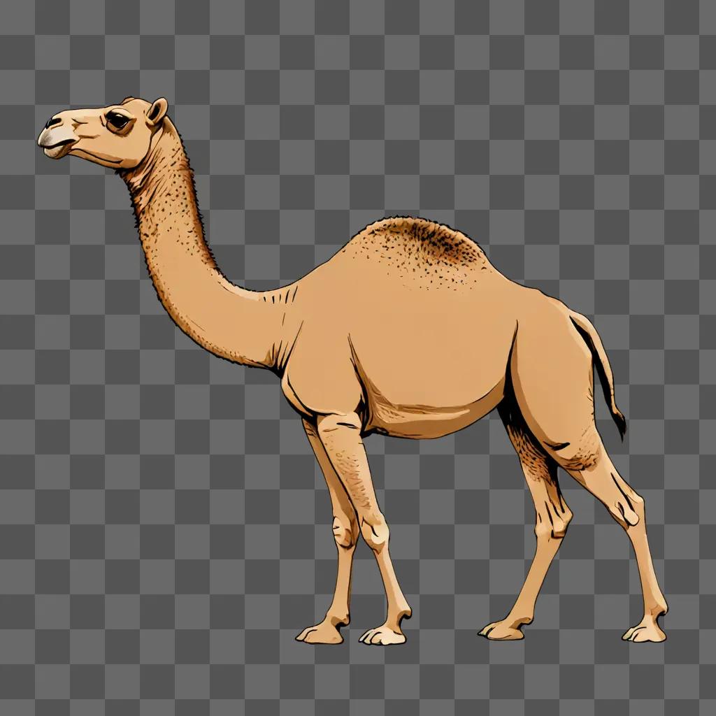 A simple camel drawing on a brown background