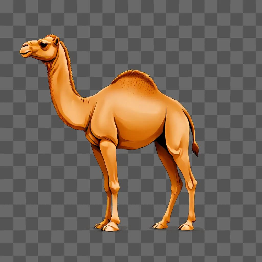 A simple camel drawing on a brown background