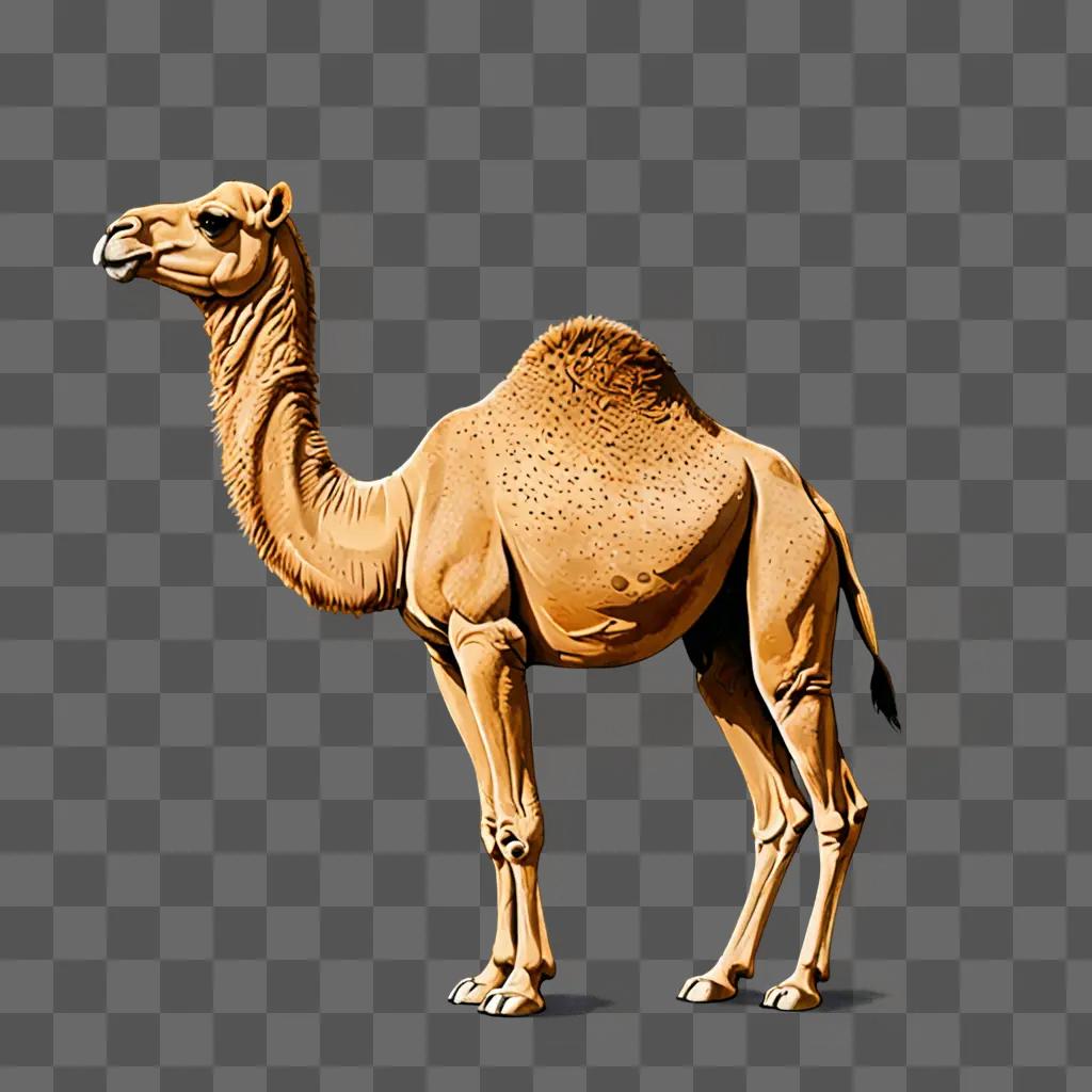 A simple camel drawing on a brown background