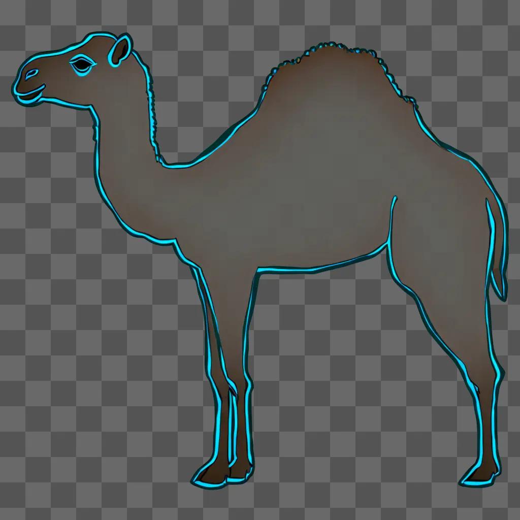 A simple camel drawing on a dark blue background