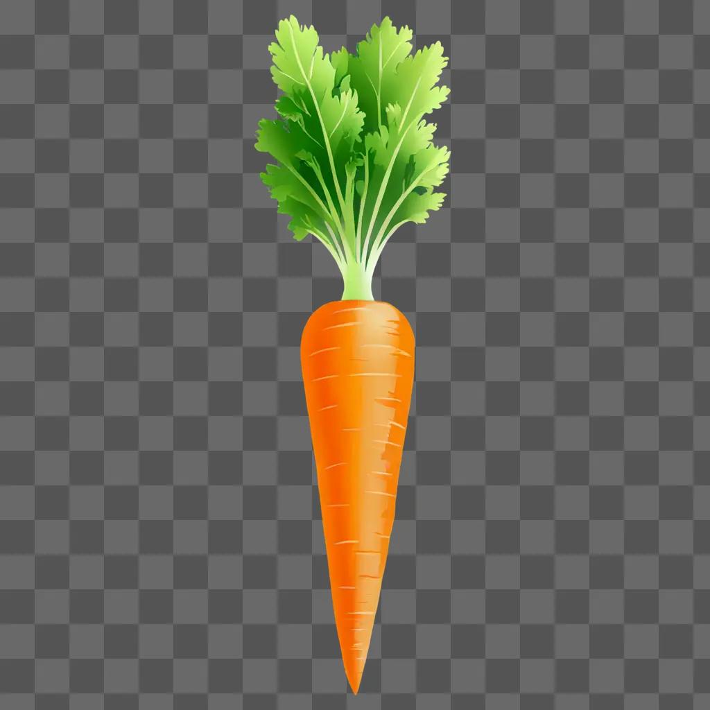 A simple carrot drawing with green leaves