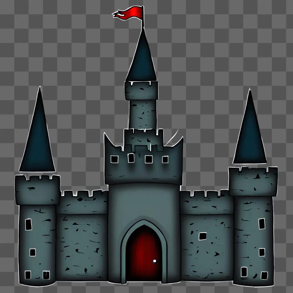 A simple castle drawing in black and white