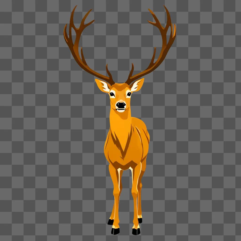 A simple deer drawing with big antlers